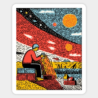The Solitary Artisan - Knitting the Cosmic Tapestry Sticker